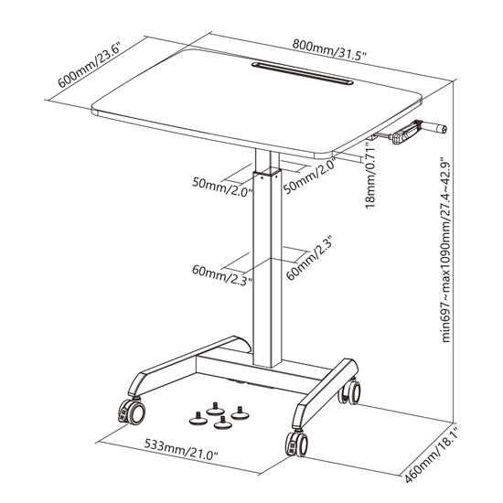 MiniDesk | Klein Handslinger Zit-Sta Bureau | Worktrainer