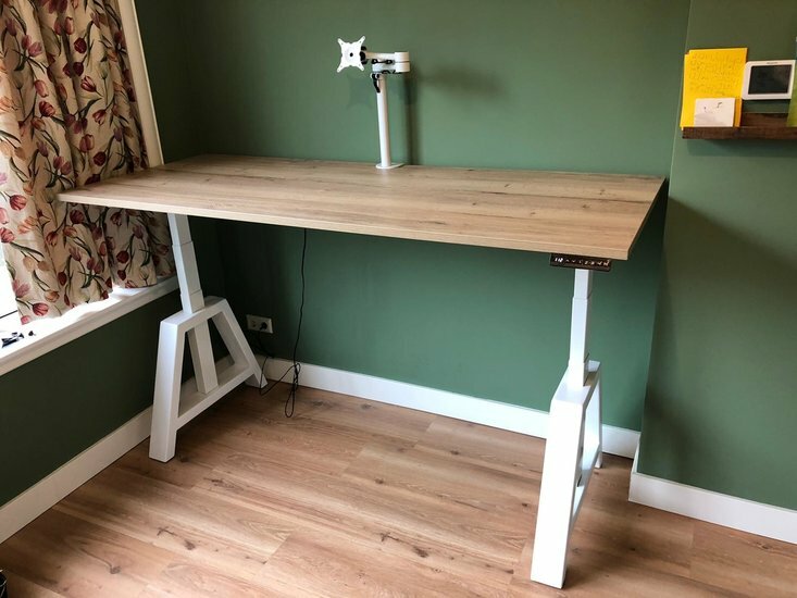 Design Hoog Laag Bureau - Elektrisch Zit-Sta Bureau - OakDesk - Worktrainer.nl 