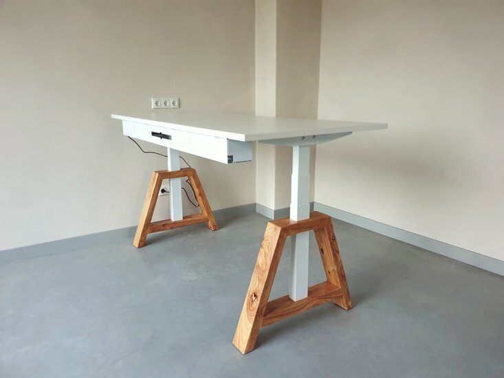 Design Hoog Laag Bureau - Elektrisch Zit-Sta Bureau - OakDesk - Worktrainer.nl 