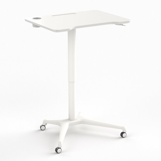 Small Gasspring Sit-Stand Desk - Single Leg Desk - 1 leg white